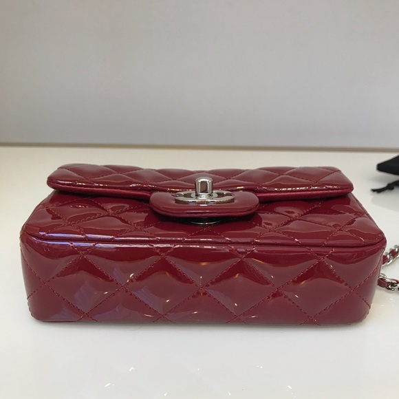 Authentic Chanel Mini Flap - dark red patent - Picture 3 of 9